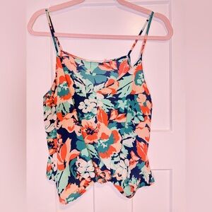 Lush Floral Camisole in Coral and Teal